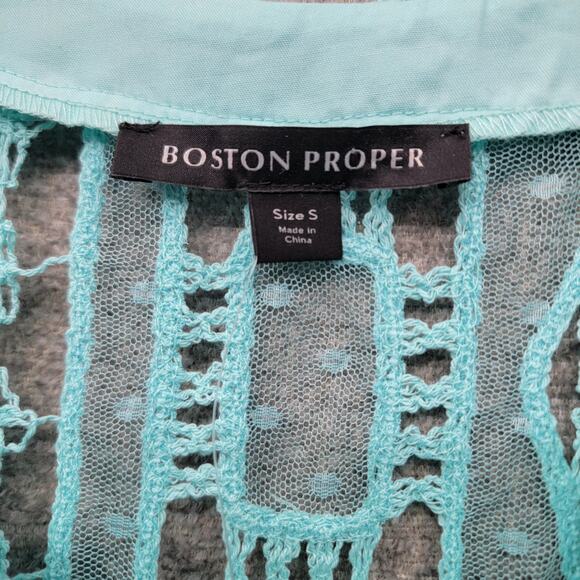 BOSTON PROPER MESH CROCHET MIX DUSTER, SIZE. S ,NWT - Picture 4 of 7
